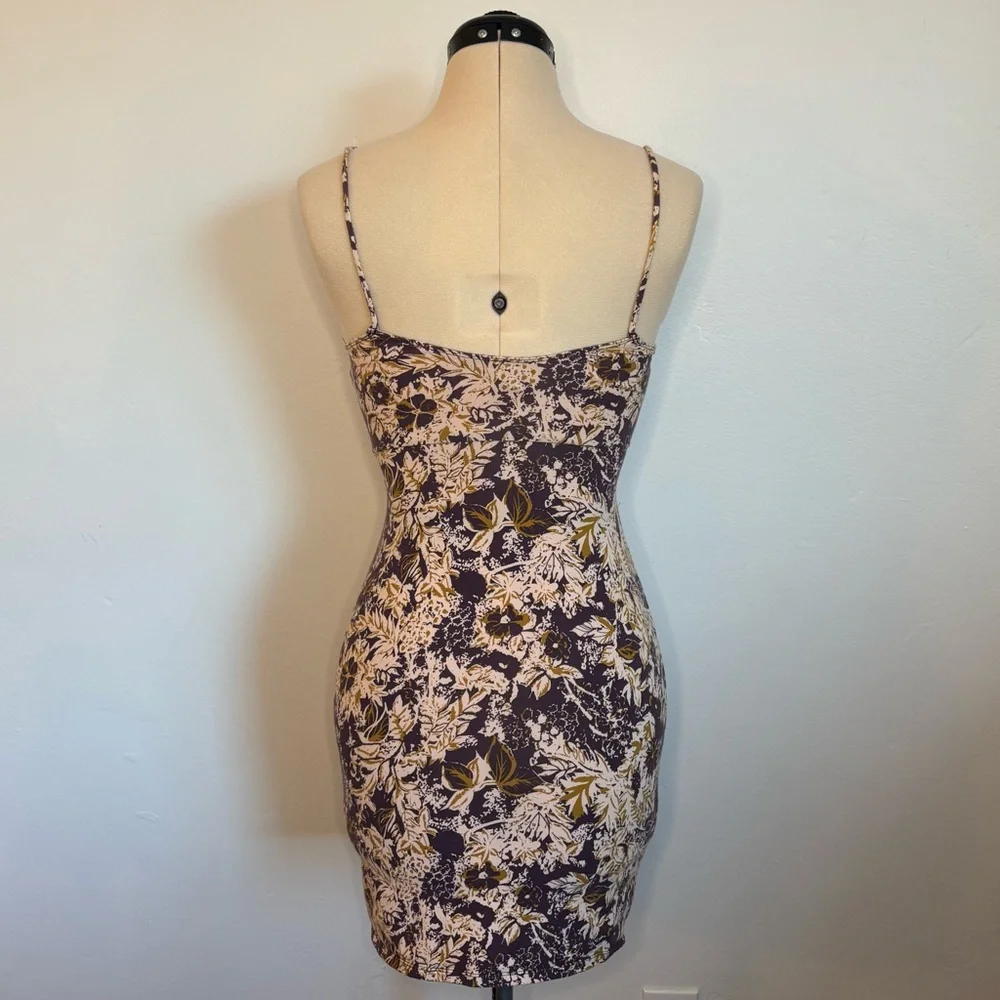 Free People Intimately Showdown Mini Dress, Purple Floral, Bodycon, Cutout, XS